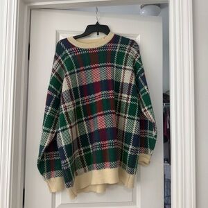 Show Me Your MuMu Plaid Sweater - Green, Red, Cream